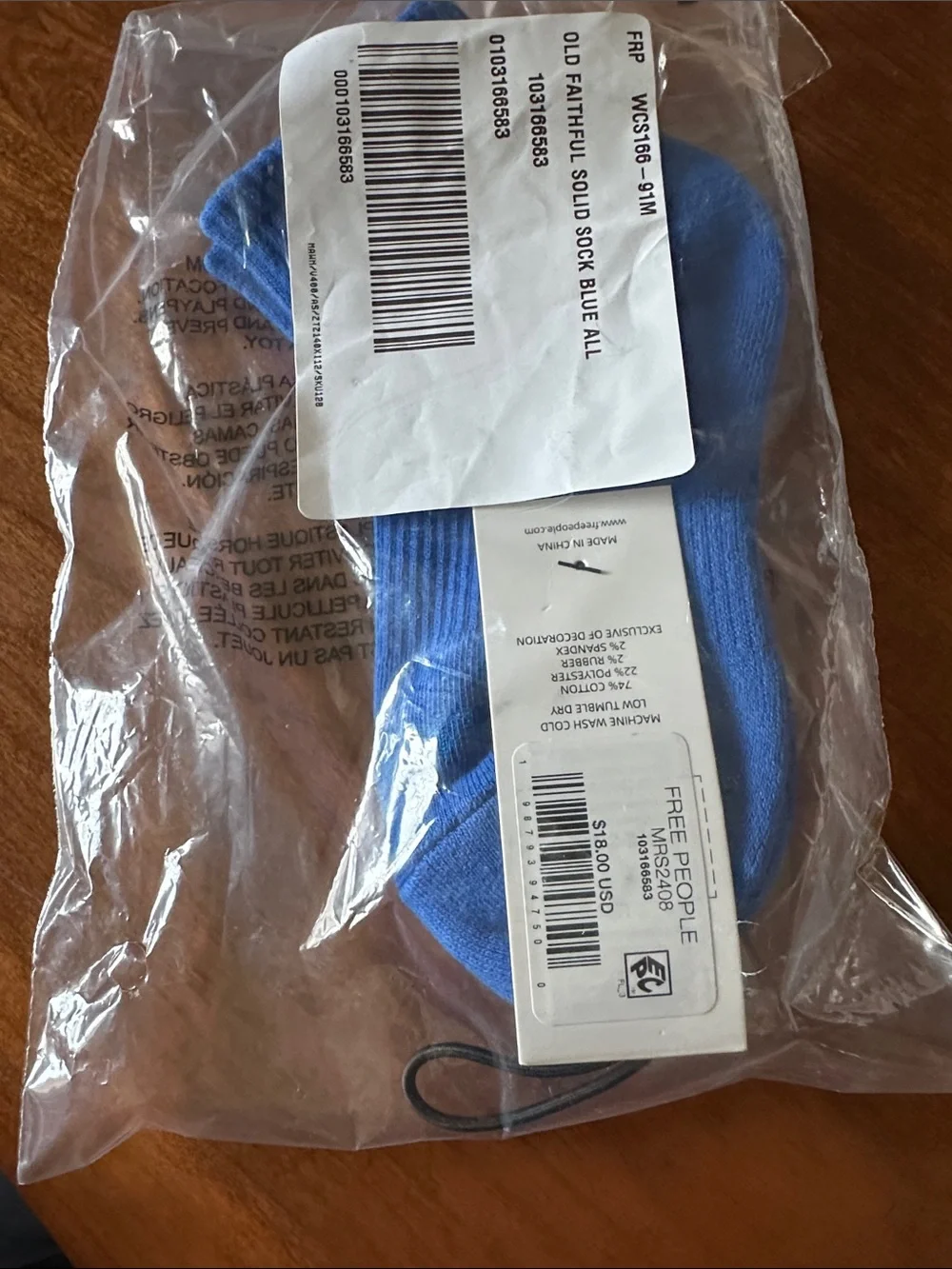 Free People Old Faithful solid Blue Quarter Crew Socks NWT